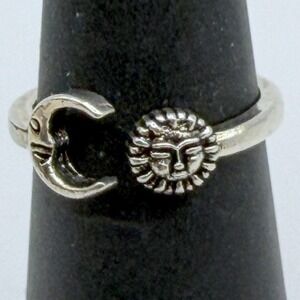 Sun & Moon Ring Size 5.5 Celestial Silver Tone Spiritual Jewelry